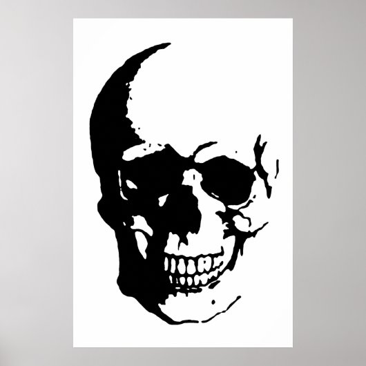 Skull Poster - Schwarz & Weiß Metal Fantasy Art (Vorne)