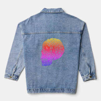 Skull Print Denim Jacket With Sunset Colors  Jeansjacke