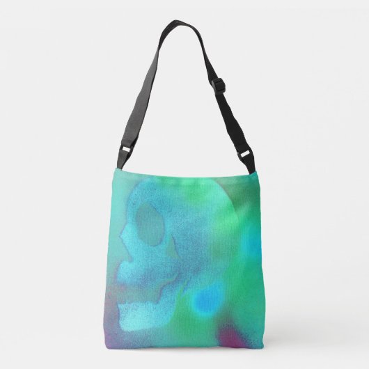 Skull Print Tasche oder Cross Body Bag Blue Green (Rückseite)