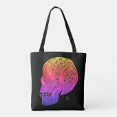 Skull Print Tote Bag With Sunset Colors Skull Tasche (Rückseite)