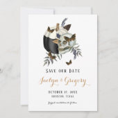 Skull Pumpkin Butteflies Goth Save The Date (Vorderseite)