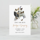 Skull Pumpkin Butteflies Goth Save The Date (Stehend Vorderseite)