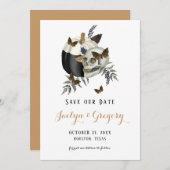 Skull Pumpkin Butteflies Goth Save The Date (Vorne/Hinten)