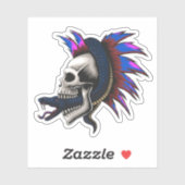 Skull Punk Mohawk Mamba Snake Wrapped Slink Aufkleber (Blatt)
