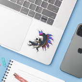 Skull Punk Mohawk Mamba Snake Wrapped Slink Aufkleber (Laptop mit iPhone)