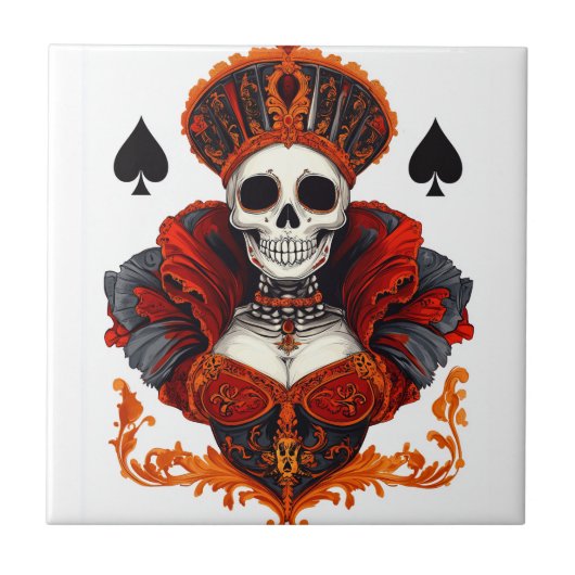 Skull Queen of Spades Fliese (Vorderseite)