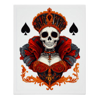Skull Queen of Spades Poster