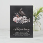 Skull & Raven Halloween-Party Einladung (Stehend Vorderseite)