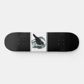 Skull Raven Skeleton Key Black Skateboard (Horizontal)