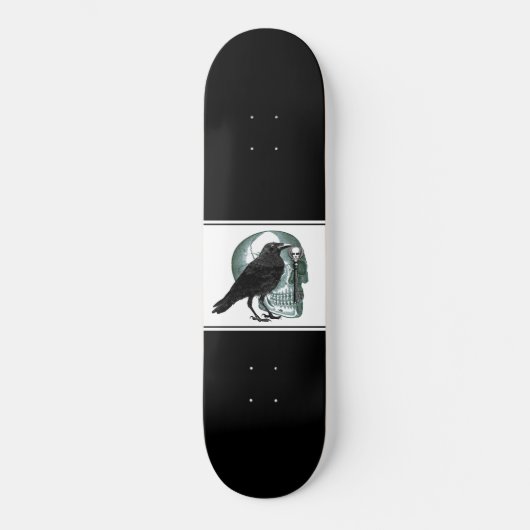 Skull Raven Skeleton Key Black Skateboard (Vorderseite)