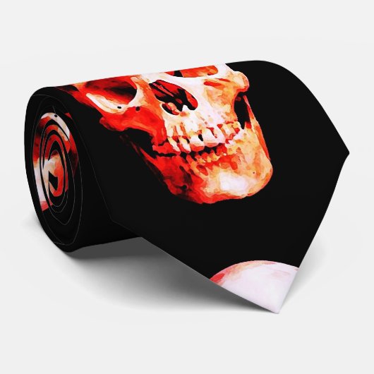Skull Red & Black Artwork Krawatte (Gerollt)