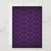 Skull Red Damask Black Bow Goth Wedding Einladung (Rückseite)