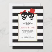 Skull Red Halloween Hochzeitsfeier Einladung (Vorderseite)