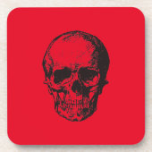Skull Red Pop Art Getränkeuntersetzer (Vorderseite)