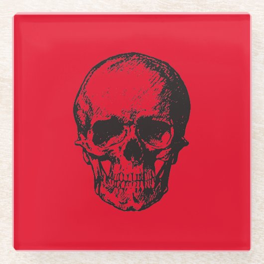Skull Red Pop Art Glasuntersetzer (Vorderseite)
