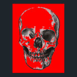 Skull Red Pop Art Poster<br><div class="desc">Fantasy Art Skeleton Poster Print - Black & White Metal Punk Rock Uni Pop Art</div>