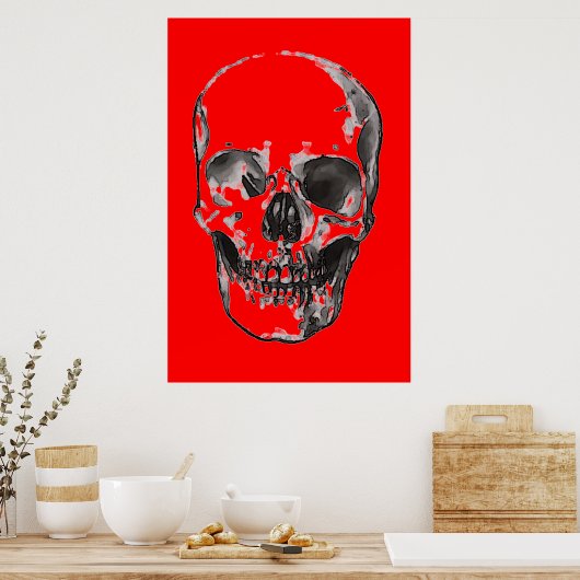 Skull Red Pop Art Poster (Küche)