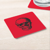 Skull Red Pop Art Rechteckiger Pappuntersetzer (angewinkelt)
