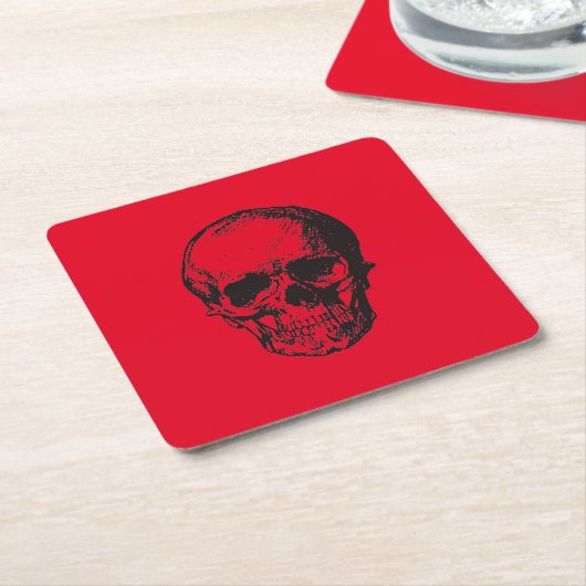 Skull Red Pop Art Rechteckiger Pappuntersetzer (angewinkelt)