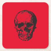 Skull Red Pop Art Rechteckiger Pappuntersetzer (Vorderseite)