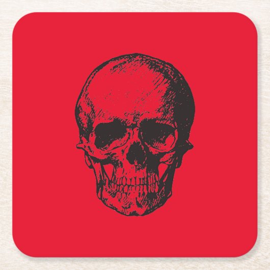 Skull Red Pop Art Rechteckiger Pappuntersetzer (Vorderseite)
