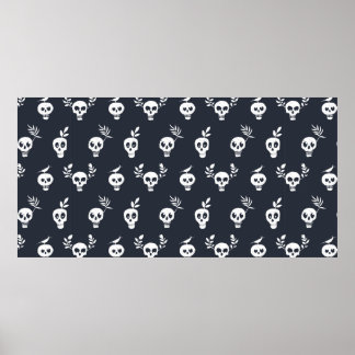 Skull regelmäßiges Polka-Punktmuster mit Pflanze u Poster