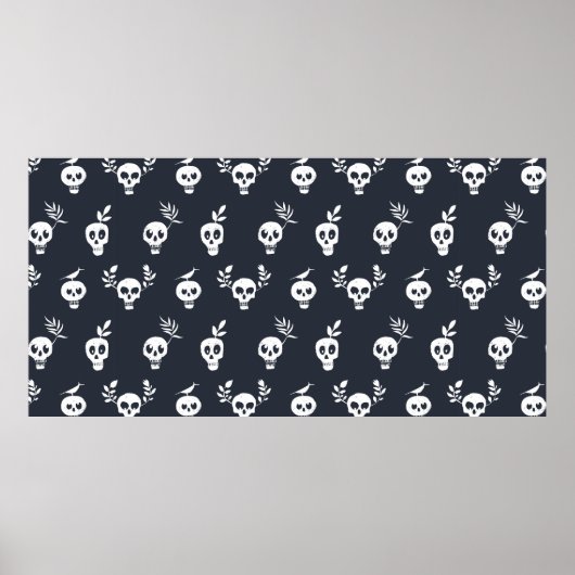 Skull regelmäßiges Polka-Punktmuster mit Pflanze u Poster (Vorne)