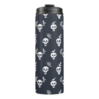 Skull regelmäßiges Polka-Punktmuster mit Pflanze u Thermosbecher