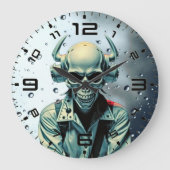 Skull Rider Synth-Punk Wall Clock Große Wanduhr (Vorderseite)