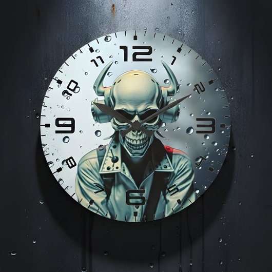 Skull Rider Synth-Punk Wall Clock Große Wanduhr