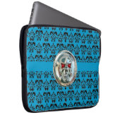 SKULL RIDERS DAMASK blau schwarz Laptopschutzhülle (Vorne Rechts)
