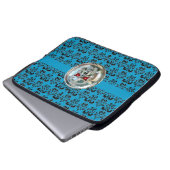 SKULL RIDERS DAMASK blau schwarz Laptopschutzhülle (Vorne Knopf)