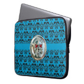 SKULL RIDERS DAMASK blau schwarz Laptopschutzhülle (Vorderseite Links)