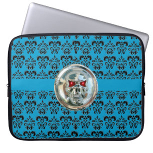 SKULL RIDERS DAMASK blau schwarz Laptopschutzhülle