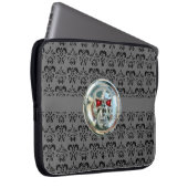 SKULL RIDERS DAMASK grau schwarz Laptopschutzhülle (Vorne Rechts)