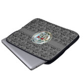 SKULL RIDERS DAMASK grau schwarz Laptopschutzhülle (Vorne Knopf)