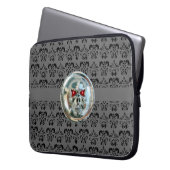 SKULL RIDERS DAMASK grau schwarz Laptopschutzhülle (Vorderseite Links)
