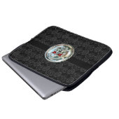 SKULL RIDERS DAMASK grau schwarz Laptopschutzhülle (Vorne Knopf)