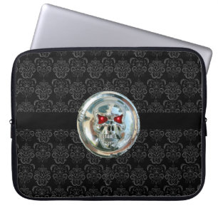 SKULL RIDERS DAMASK grau schwarz Laptopschutzhülle