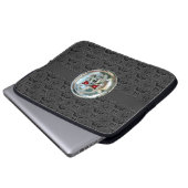 SKULL RIDERS DAMASK grau schwarz Laptopschutzhülle (Vorne Knopf)