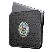 SKULL RIDERS DAMASK grau schwarz Laptopschutzhülle (Vorderseite Links)