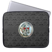 SKULL RIDERS DAMASK grau schwarz Laptopschutzhülle (Vorderseite)