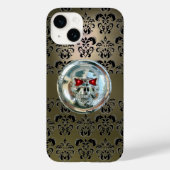 SKULL RIDERS GRAY BLACK DAMASK Case-Mate iPhone HÜLLE (Rückseite)