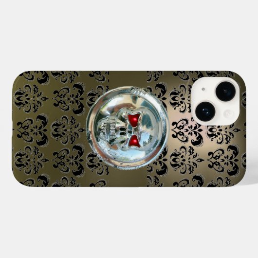 SKULL RIDERS GRAY BLACK DAMASK Case-Mate iPhone HÜLLE (Rückseite (Horizontal))