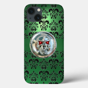 SKULL RIDERS JADE GREEN BLACK DAMASK Case-Mate iPhone HÜLLE