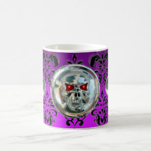 SKULL RIDERS LILA VIOLET BLACK DAMASK , Amethyst Kaffeetasse