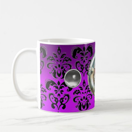 SKULL RIDERS LILA VIOLET BLACK DAMASK , Amethyst Kaffeetasse (Links)