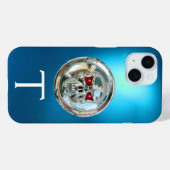 SKULL RIDERS MONOGRAM Aqia Blue Case-Mate iPhone Hülle (Rückseite (Horizontal))