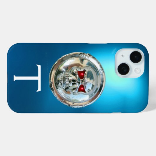 SKULL RIDERS MONOGRAM Aqia Blue Case-Mate iPhone Hülle (Rückseite (Horizontal))