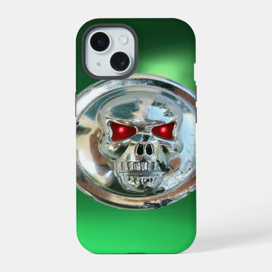 SKULL RIDERS MONOGRAM grün iPhone 15 Hülle (Rückseite)